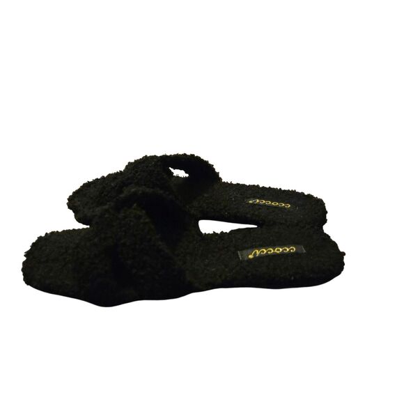Ccocci Size 7 Black Furry Slip On Shoes Sherpa Slippers Cozy - Picture 5 of 8